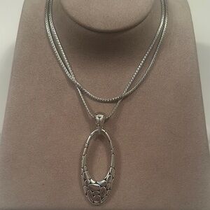 John Hardy Silver Layered Necklace with Intricate Pendant